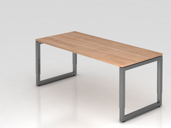 Bureau Hammerbacher O-foot carré 180x80cm noyer/graphite, forme rectangulaire avec plateau flottant, VRS19/N/G