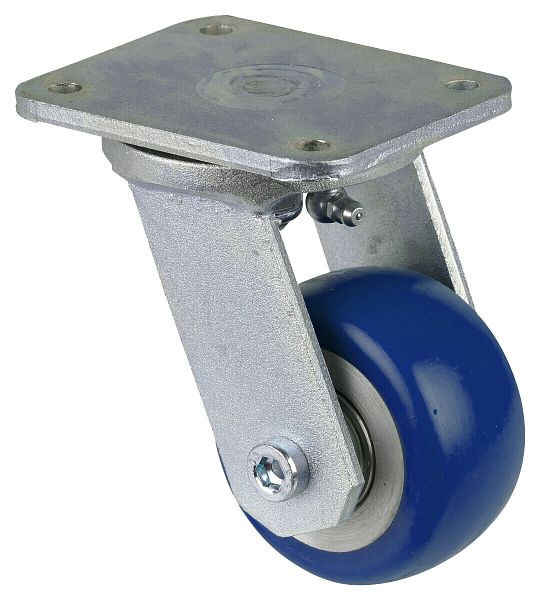 Roulette pivotante pour charges lourdes BS rollers, roue en polyuréthane 83 Shore, jante en aluminium, roulement à billes, platine, diamètre : 80 mm, RR100.B92.080