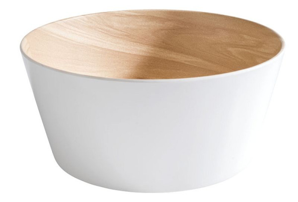 Bol APS -FRIDA-, Ø 22 cm, hauteur : 10,5 cm, mélamine, intérieur : aspect bois, extérieur : blanc, 84611