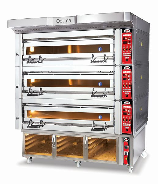 Four à pizza GMG Optima - 128, 3 chambres de cuisson, avec armoire de fermentation, PB 3M 128