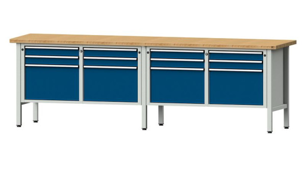 Établis ANKE Établi en caisson, modèle 233 V, 2800 x 700 x 890 mm, RAL 7035/5010, BMP 40 mm, 305.049