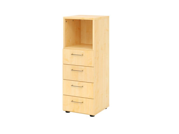 Armoire à tiroirs Hammerbacher 3OH, 4 tiroirs 934S4 BS, corps : érable / façade : érable, 40x41,7x110 cm (LxPxH), 4 tiroirs, poignée en métal BS, V934S4/3/3/BS