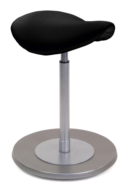 Tabouret Mayer Sitzmöbel avec assise en forme de selle ergonomique, noir brillant, couleur structure/pieds : acier inoxydable, 1167_EF_30572