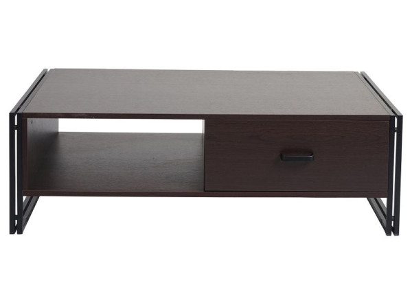 Table basse Mendler HWC-A27, table d'appoint table de salon, structure 3D 41x120x60cm, métal MDF, marron foncé, 75023+75024