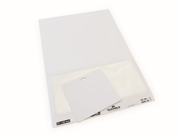Badge visiteur DURABLE BADGE VISITEUR, Feuille A4 avec badge nominatif amovible, paquet de 100 pièces, blanc, paquet de 100 pièces, 825802