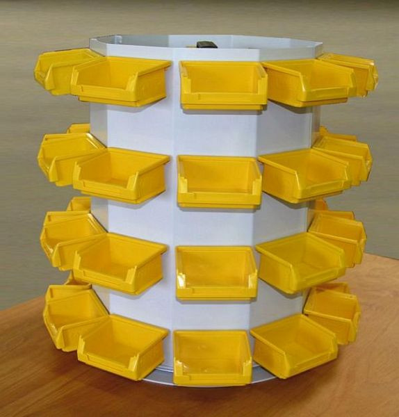 Support rotatif KLW avec plaque à fentes pour boîtes de rangement en forme de 10 coins, diamètre : 500 mm, hauteur : 500 mm, 09 / DS-500-040