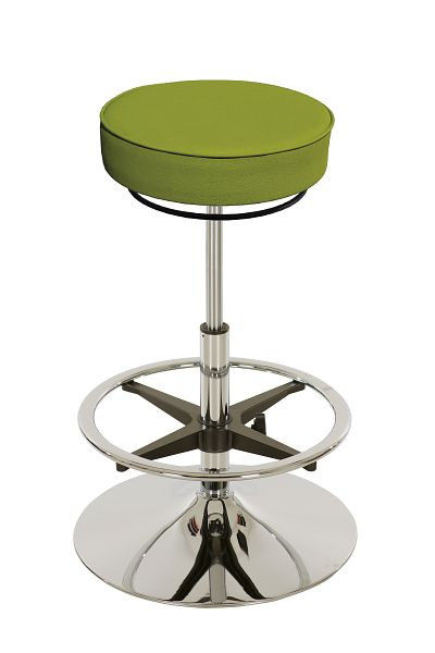 Assise / tabouret Lotz avec assise en similicuir, citron vert, réglage de la hauteur d'assise avec ressort à gaz chromé : 580 - 830 mm, repose-pieds inclus, 3875.8-16