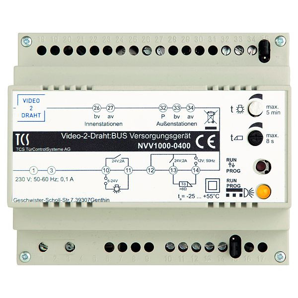 Unité d'alimentation et de commande TCS pour vidéo 2 fils : systèmes BUS, rail DIN 6 TE, NVV1000-0400