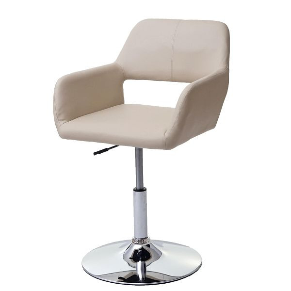 Chaise de salle à manger Mendler HWC-A50 III, chaise chaise de cuisine, années 50 rétro, simili cuir, crème, base chromée, 63927