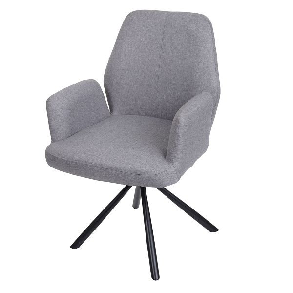 Chaise de salle à manger Mendler HWC-H71, chaise de cuisine, fauteuil, tissu à position automatique pivotante/acier textile, gris clair, 83285