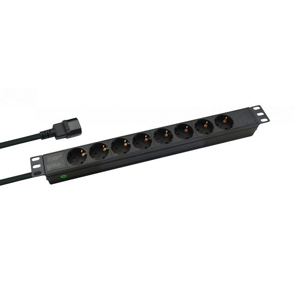 Helos Barrette de prises 19" PROFESSIONAL, 8 voies, noir, 2,0 m, pour UPS (C14), 262836