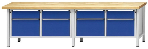 Établi d'armoire ANKE; 2 postes de travail; 2800x700mm; Gauche 2 tiroirs 180, 360 mm; A droite 2 tiroirs 180, 360 mm
