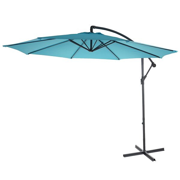 Mendler Acerra parapluie de feu de circulation, pare-soleil, Ø 3m inclinable, polyester/acier 11kg, bleu turquoise sans support, 46813