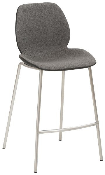 Mayer Sitzmöbel tabouret de comptoir mySOLO, revêtement d'assise cuir synthétique vintage noir/anthracite chiné, structure à quatre pieds en acier inoxydable, 1176_V4_524