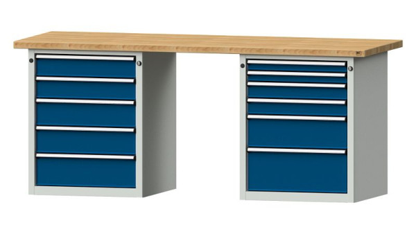 Établis ANKE Établi combiné, modèle 841 V, 2000 x 700 x 840 mm, RAL 7035/5010, BMP 40 mm, 415.112