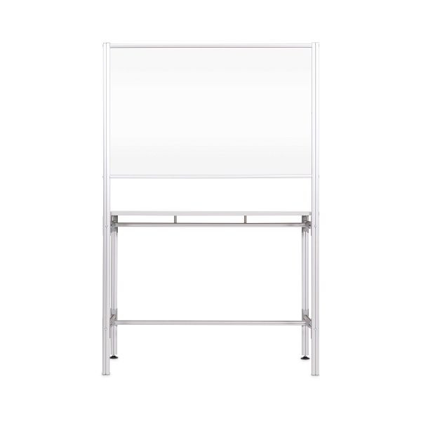 Bi-Office Workstation Poste de travail mobile unique avec plaque et trappe en acrylique transparent, cadre en aluminium 121x185x47,5cm, SUP3603