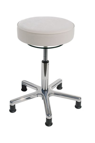 Tabouret Lotz, assise : similicuir, blanc, Ø 360 mm, épaisseur d'assise 90 mm, réglage de la hauteur d'assise : 540 - 720 mm, piètement en aluminium, 3861.0-11
