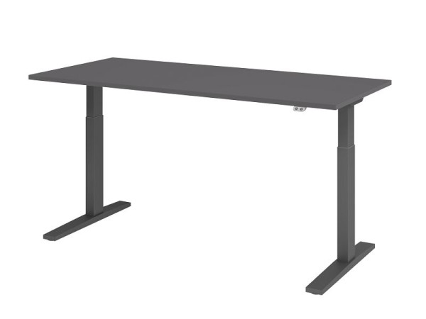 Bureau Hammerbacher XMKA19, 180 x 80 cm, plateau : graphite, épaisseur 25 mm, chant épais en ABS, forme rectangulaire, graphite, VXMKA19/G/G