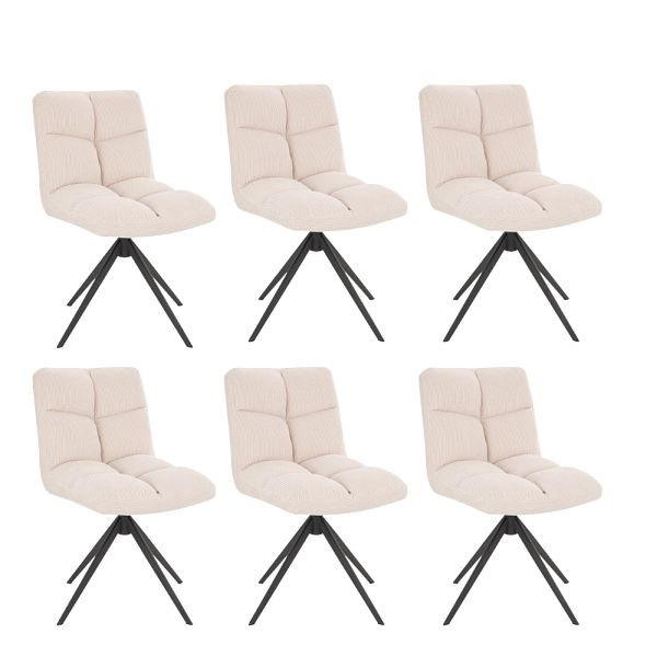 HOME DELUXE Lot de 6 chaises de salle à manger pivotantes NODA – Cordon Crème, 50872