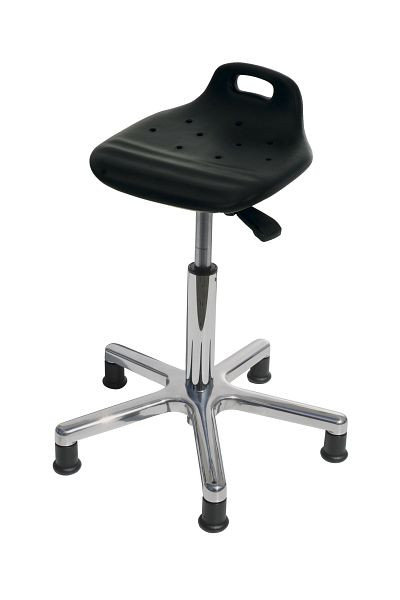 Tabouret Lotz, siège ergonomique en PU noir, réglable en hauteur 440-600, base en aluminium, avec poignée, 4771.01A