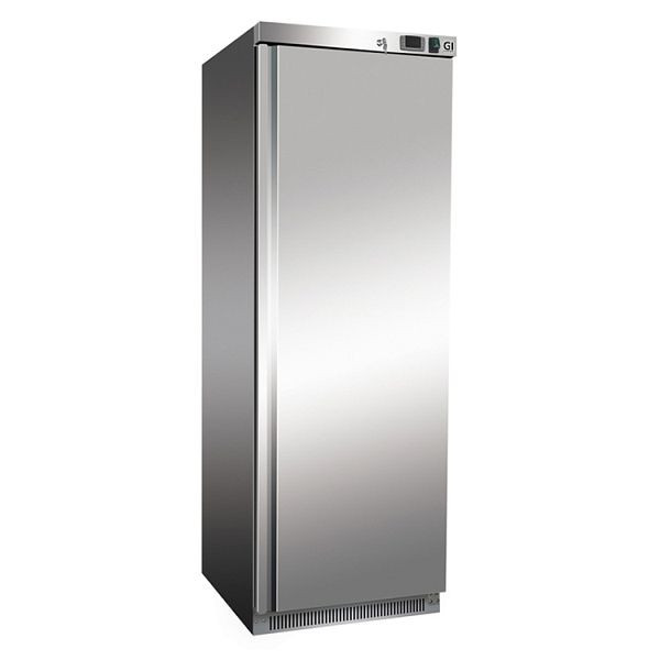 Réfrigérateur Gastro-Inox 400 litres en acier inoxydable, refroidissement statique avec ventilateur, capacité nette 360 litres, 201.106