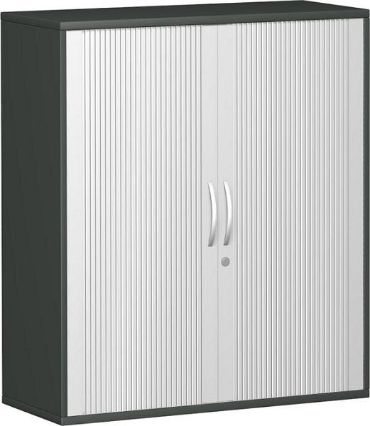 armoire à volets roulants geramöbel 2 étagères décoratives, verrouillable, 1000x425x1152, argent/graphite, N-10Q310-SG