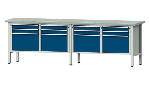 Établis ANKE Établi en caisson, modèle 233 V, 2800 x 700 x 890 mm, RAL 7035/5010, ZBP 40 mm, 305.061