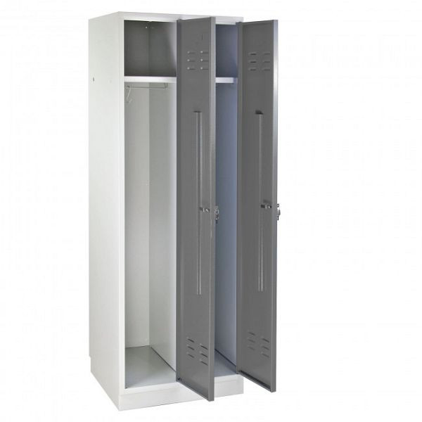 Vestiaire/armoire ADB Regular" 2 portes, dimensions (HxLxP) : 1780x600x500 mm, couleur du corps : gris clair (RAL 7035), couleur de la porte : gris (RAL 7001), 40886