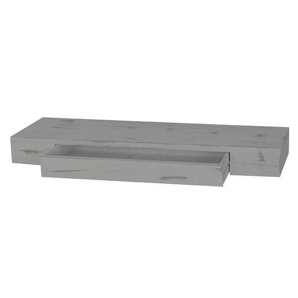 Etagère murale Mendler Oise, étagère suspendue, tiroir 80cm, gris, shabby, 44500
