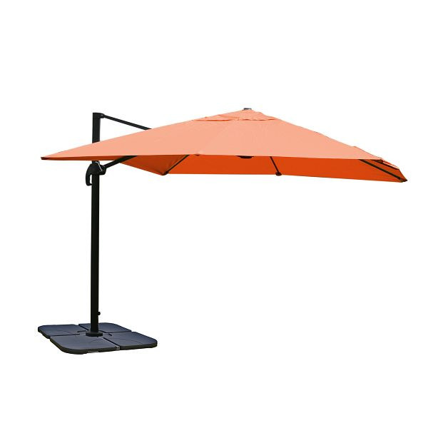 Parasol feu Mendler HWC-A96, parasol gastronomique, 3x3m (Ø4,24m) polyester/aluminium 23kg, terre cuite avec support, rotatif, 130672+31831+122472
