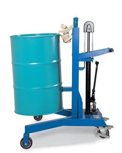 Lève-fûts DENIOS LD en acier, peint, châssis à angle droit, pour fûts en acier de 200 litres, 227-161