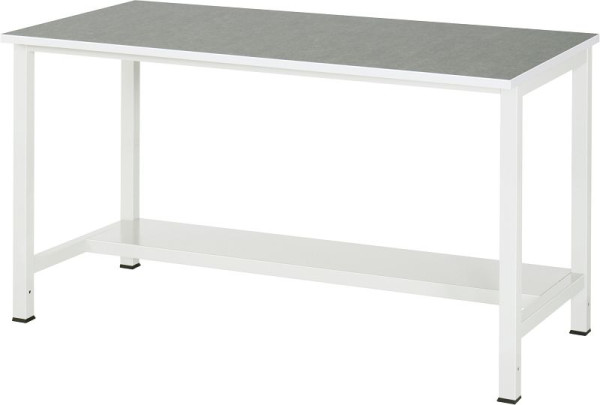 Table de travail RAU série 900, L1500xP800xH825mm, plateau avec revêtement universel/linoléum, avec étagère en bas, profondeur 320mm, 03-900-3-L25-15.12