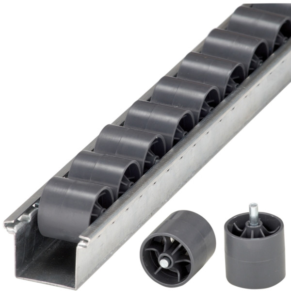 Barre à galets BITO SDS / galets avec axe acier 2000, pas : 28 sans perforation, vendu au mètre, C0630-0112