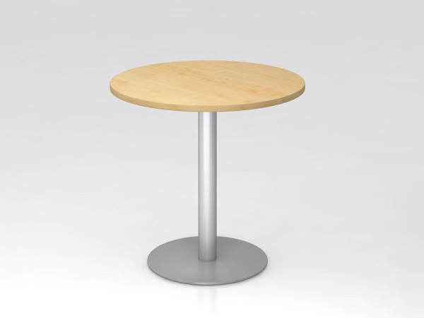 Table de réunion Hammerbacher 80cm ronde érable/argent, structure argentée, VSTF08/3/S