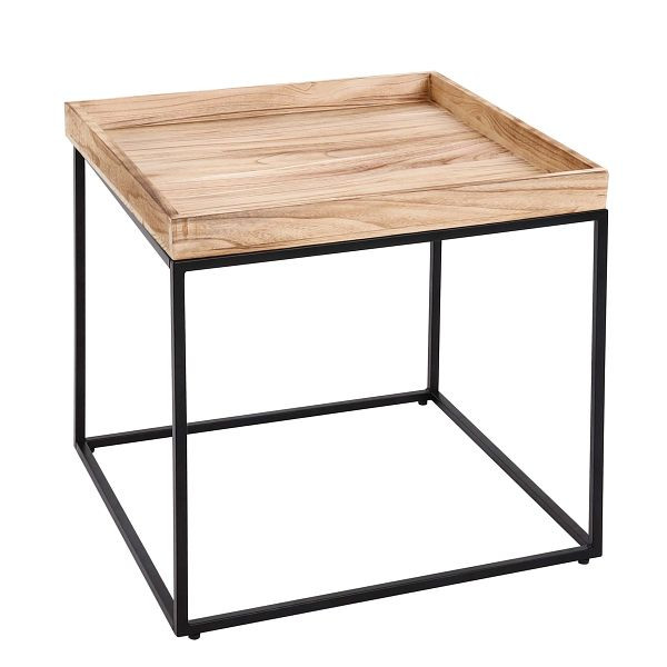Table d'appoint Mendler HWC-K71, table basse table basse, bois de paulownia métal 60x60x60cm, couleur naturelle, 96857