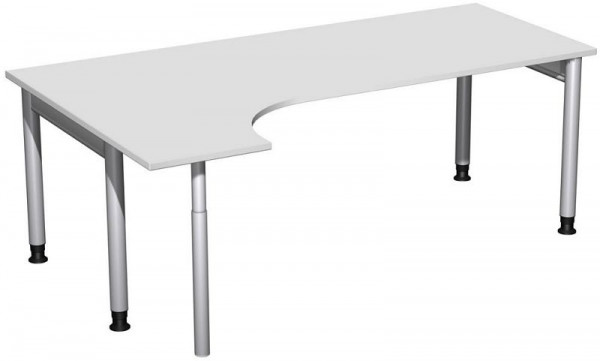 Bureau PC geramöbel gauche, réglable en hauteur, 2000x1200x680-820, gris clair/argent, N-657318-LS