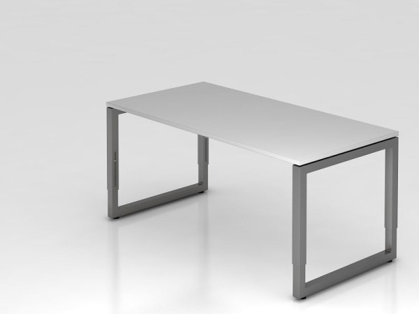 Bureau Hammerbacher O-foot carré 160x80cm gris/graphite, forme rectangulaire avec plateau flottant, VRS16/5/G