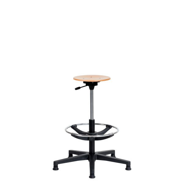 Tabouret de travail SOFAME NATUR avec patins et repose-pieds, hauteur d'assise 52-78 cm, piètement polyamide, W050010014