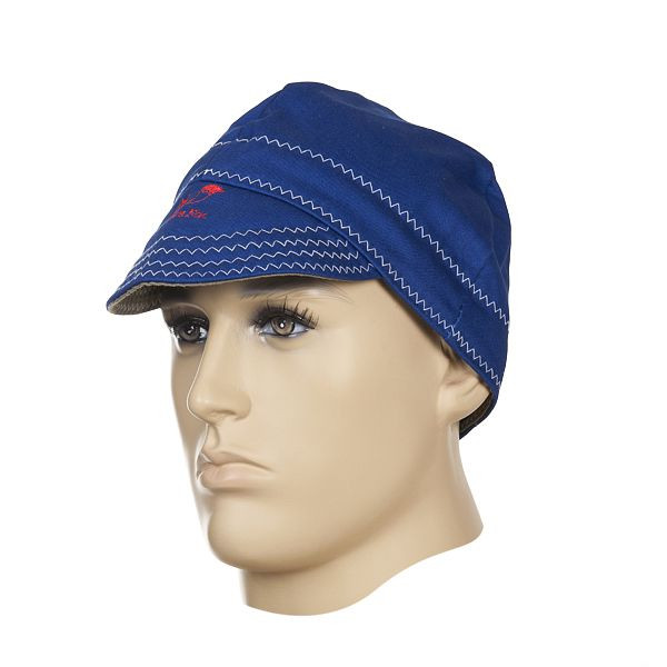 Bonnet de soudage ELMAG bleu WELDAS 23-3515, diamètre de la tête 58cm, en tissu ignifuge, 59165
