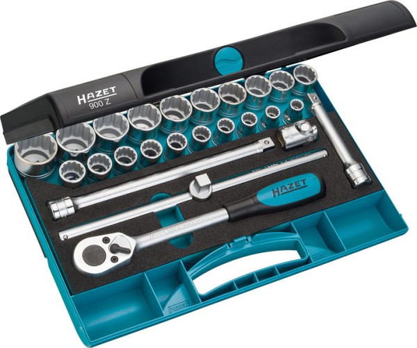 Jeu de clés à douilles Hazet, carré creux 12,5 mm (1/2 pouce), profil de traction double hexagonal externe, nombre d'outils : 25, 900Z