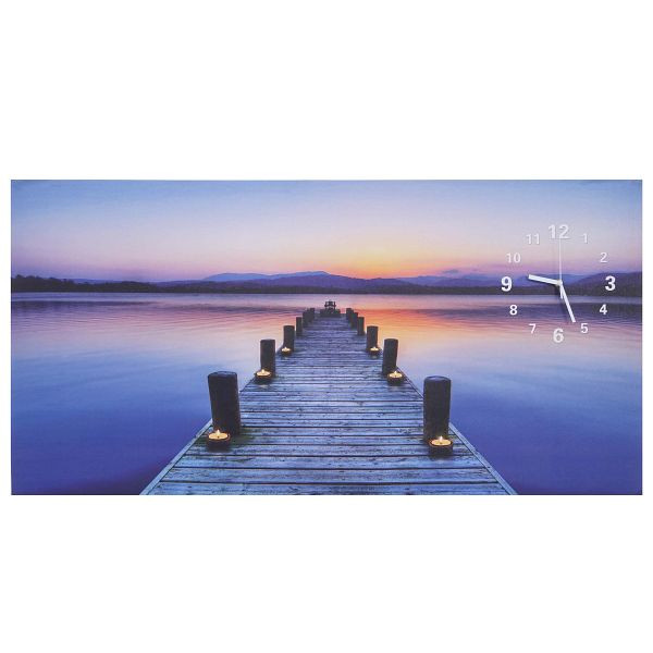 Mendler LED image, image sur toile illuminée image murale, minuterie pont scintillant horloge murale 110x55cm, 69285