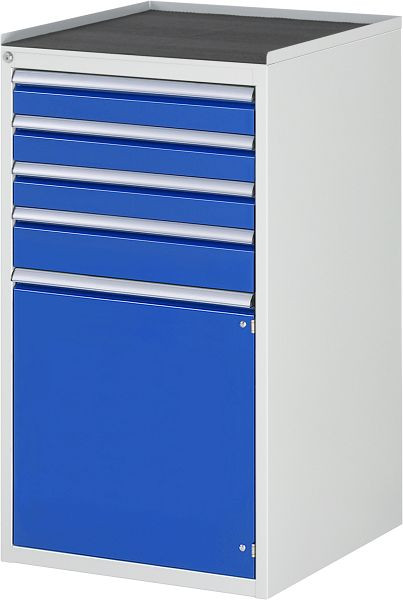 Armoire à tiroirs RAU série 7000, L580xP650xH1035mm, tiroirs : 3xH90, 1xH120mm, porte battante H540mm, support métallique, 03-L7.3AR-MT.11