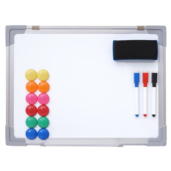 Tableau blanc Mendler HWC-C84, tableau magnétique, tableau mémo, tableau d'affichage, accessoires inclus, 40x30cm, 61831