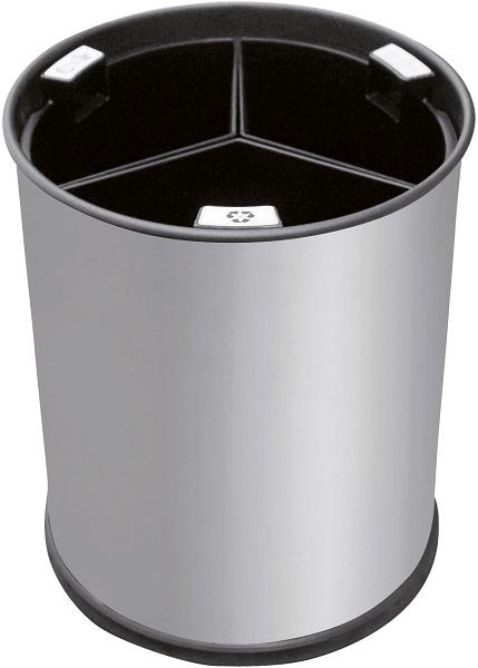 Corbeilles de tri Orgavente 13 litres en acier inoxydable, 3 litres, HxØ 300x255 mm, seaux en acier inoxydable Matter, seaux intérieurs noirs, WB-1252-SSSTL