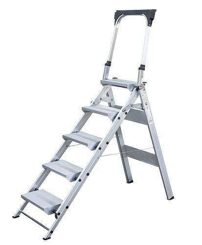 Escalier pliant Krause en aluminium, avec support et 5 marches, 274492