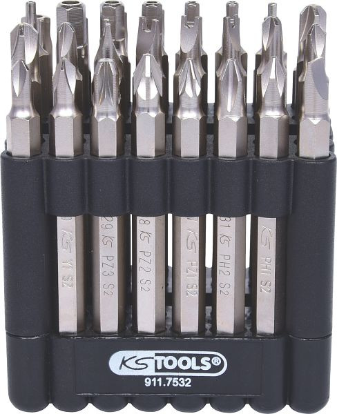 KS Tools Jeu d'embouts 1/4", 75 mm, 32 pièces avec embouts de sécurité, 911.7532