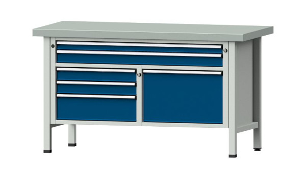 Établis ANKE Établi en caisson, modèle 257 V, 1500 x 700 x 850 mm, RAL 7035/5010, ZBP 50 mm, 304.126