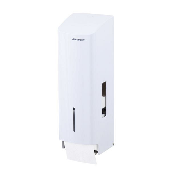 Distributeur de papier toilette Air Wolf pour 3 rouleaux ménagers, série Alpha, H x L x P : 377 x 119 x 130 mm, acier inoxydable blanc, 60-105