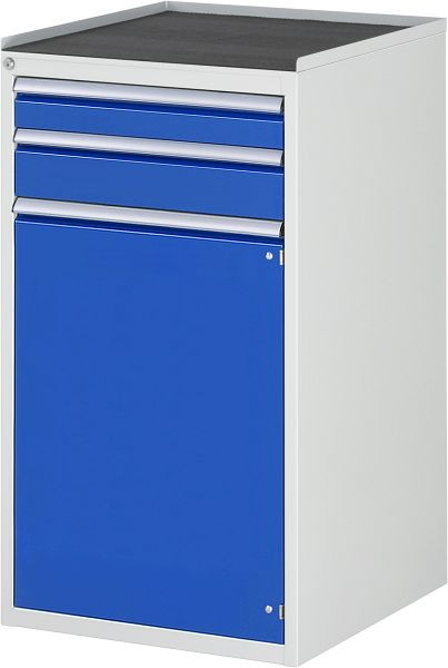 Armoire à tiroirs RAU série 7000, L580xP650xH1035mm, tiroirs : 1xH90, 1xH120mm, porte battante H720mm, support métallique, 03-L7.12AR-MT.11