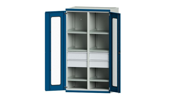 Etablis ANKE, armoire pour charges lourdes, modèle 202, 1085 x 690 x 1950 mm, zone de visualisation en plexiglas, RAL 7035/5010, 621.072